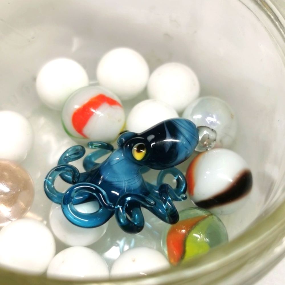 Blue translucent octopus pendant large